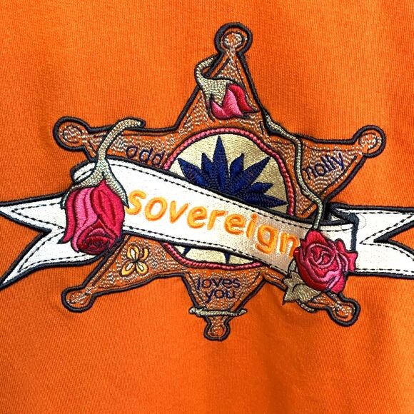 Odd Molly Anthropologie Orange French Terry “Sovereign” Embroidery Sweatshirt M - Picture 4 of 13